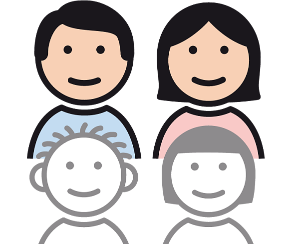 Dies ist eine symbolische Darstellung von Eltern und ihren Kindern.